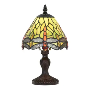 Produkt Zelená stolní lampa Tiffany s vážkami - Ø 18*32 cm E14/max 1*25W Clayre & Eef