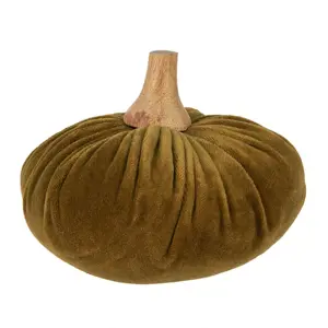 Zelená textilní dekorace dýně Pumpkin L - Ø 15*12 cm Clayre & Eef