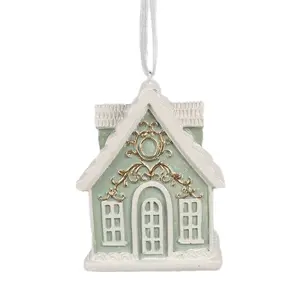 Produkt Zelená závěsná vánoční ozdoba perníková chaloupka Gingerbread - 6*4*8 cm Clayre & Eef