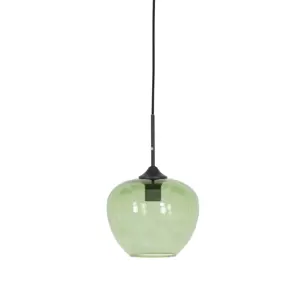 Produkt Zelené skleněné závěsné světlo Mayson green and black  - Ø 23*18 cm/E27/40W Light & Living