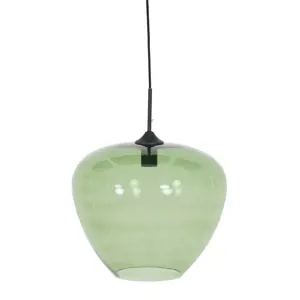 Produkt Zelené skleněné závěsné světlo Mayson green and black - Ø 40*34 cm/E27/40W Light & Living