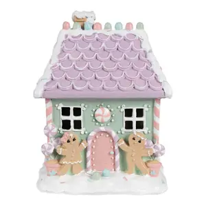 Zeleno-fialová perníková chaloupka Gingerbread House - 17*14*21 cm Clayre & Eef