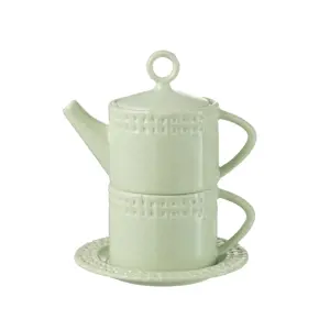 Produkt Zelený keramický Tea for One Hella Pastel Green - 18*16*22 cm J-Line by Jolipa