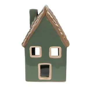 Produkt Zelený porcelánový domek svícen na čajovou svíčku Candle House - 9*8*15 cm Clayre & Eef