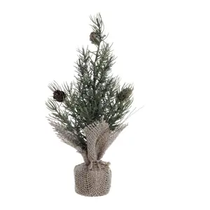 Zelený vánoční borovicový stromek v jutě Fleur Pine Tree - 25 cm Chic Antique