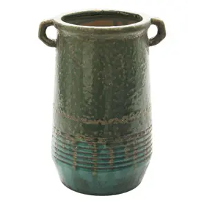 Produkt Zelný keramický květináč/váza s uchy Aylin - Ø 16*26 cm Clayre & Eef