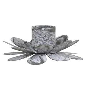 Produkt Zinkový antik svícen na úzkou svíčku Flower - 7*9*5cm Chic Antique