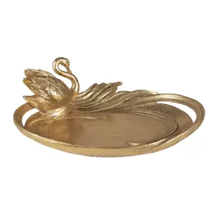 Produkt Zlatá antik dekorativní mísa/talíř s labutí Swan - 25*20*9 cm Clayre & Eef