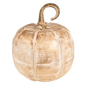 Produkt Zlatá dekorativní dřevěná socha dýně Pumpkin - Ø20*20 cm Clayre & Eef