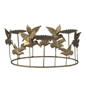 Produkt Zlatá kovová dekorace s ptáčky a květy - 37*22*19 cm Clayre & Eef