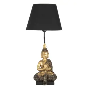 Produkt Zlato černá stolní lampa s Buddhou - Ø 28*60 cm / E27 Clayre & Eef