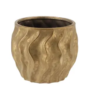Zlatý antik keramický obal na květináč Karbala - Ø 15*13cm daan kromhout