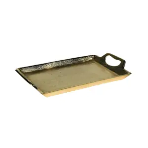 Zlatý kovový servírovací podnos s uchy Tray Raw L - 35*22*5cm  Mars & More