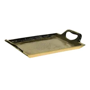 Zlatý kovový servírovací podnos s uchy Tray Raw M - 25*13*5cm  Mars & More