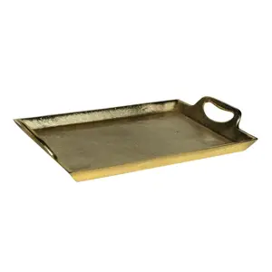 Zlatý kovový servírovací podnos s uchy Tray Raw XL - 40*27*5cm  Mars & More