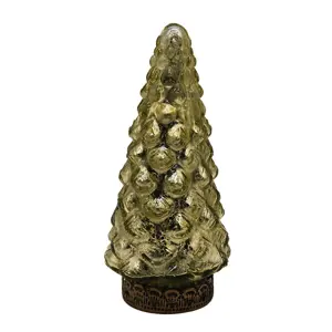 Produkt Zlatý skleněný dekorační svítící stromek LED Tree - Ø 8*16 cm  Clayre & Eef