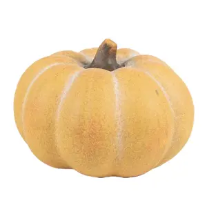 Žluooranžová keramická dekorace dýně Pumpkin - Ø 15*10 cm Clayre & Eef