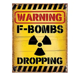 Produkt Žlutá nástěnná cedule Warning Bombs Dropping - 20*1*25 cm Clayre & Eef