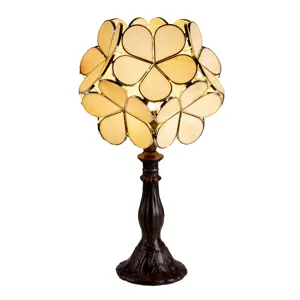 Produkt Žlutá stolní lampa Tiffany Bloom - 21*21*38 cm E14/max 1*25W Clayre & Eef