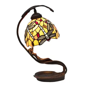 Produkt Žlutá stolní lampa Tiffany Jess s vážkou- 28*20*40 cm E14/max 1*25W Clayre & Eef